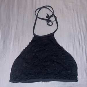 La Vie En Rose Black Lace Bikini Top